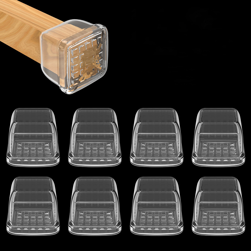 High Transparent Furniture Leg Silicone Chair Leg Floor Protectors with Felt Chair Leg Covers for Hardwood Floors