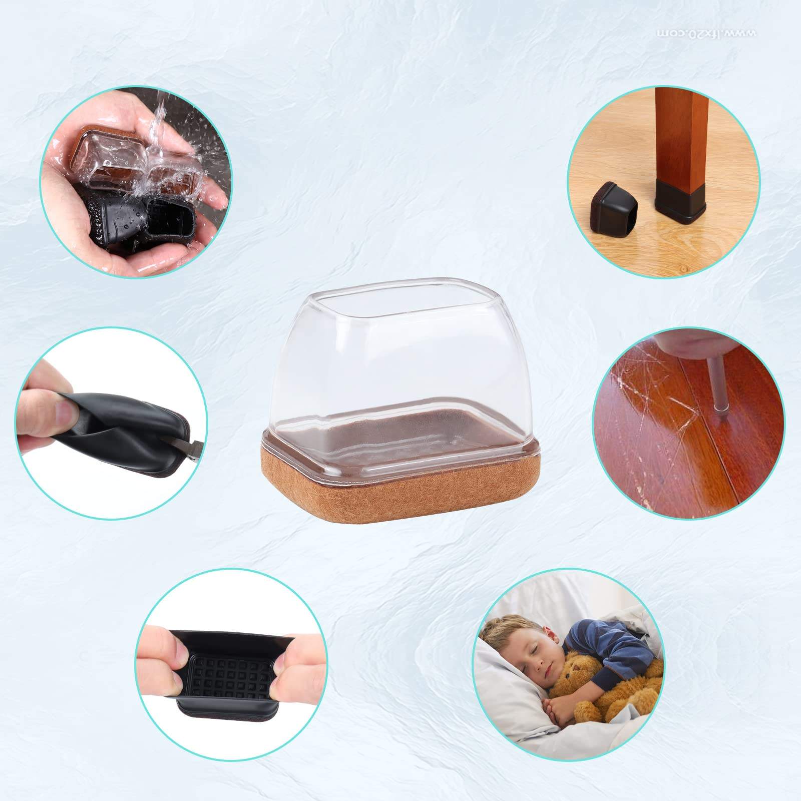 Furniture Chair Leg Covers Floor Protectors With Felt for Chairs Chair Leg Protective Silicone  Pad Rubber Felt