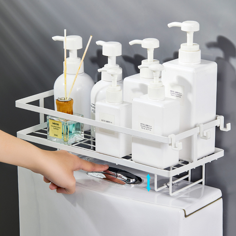 Toilet Top Shelf Toilet Hole Free Single and Double Floor  Multifunctional Storage Shelf Stainless Steel Bathroom Wall Shelf
