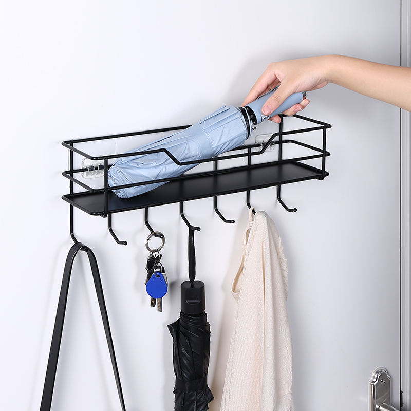No Drilling Adhesive Wall Mounted Shower Caddy Basket Shelf with Hooks for Hanging Sponge and Razor,Shampoo Holder Organizer