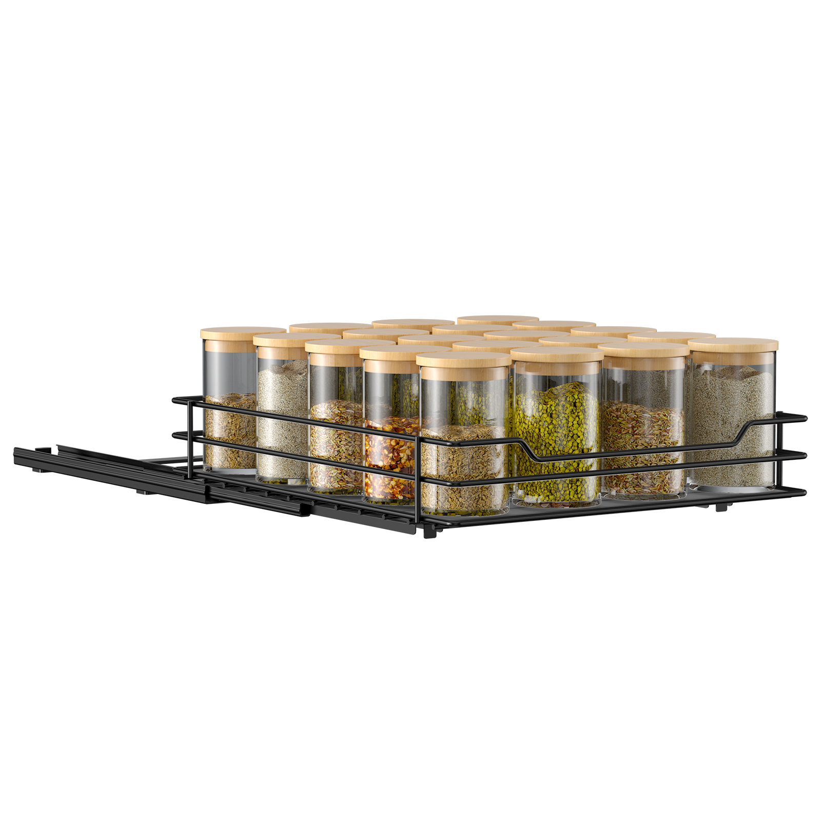 Modern Stainless Steel Slide Out Seasoning Pull Out Spice Rack Organizer Duty-Free for Home Kitchen Cabinets Storage